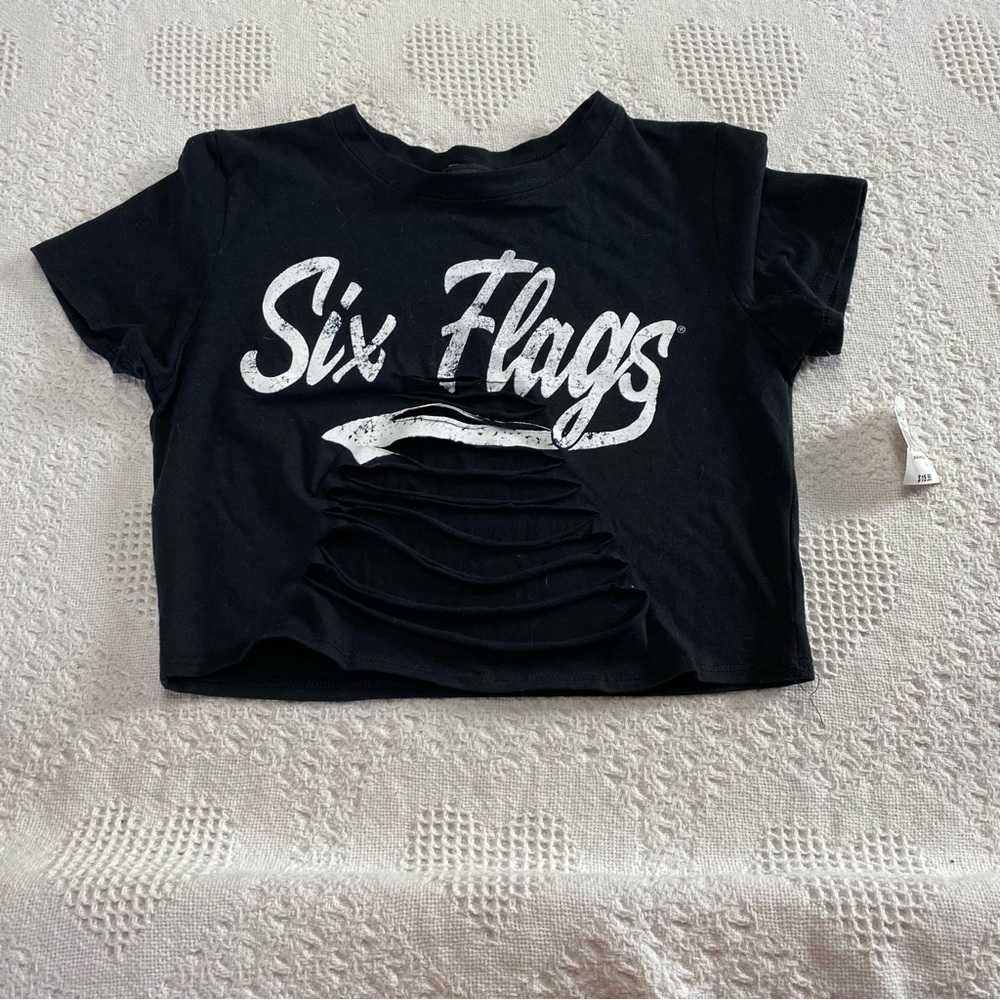 🍓NWT Six Flags Cut Out Crop Top (M)